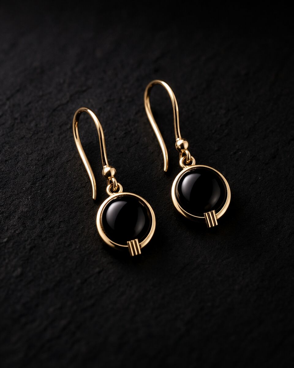 Eclipse — K18 + Onyx Earring