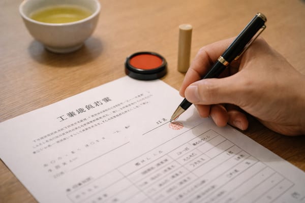 書類にサインする手元
