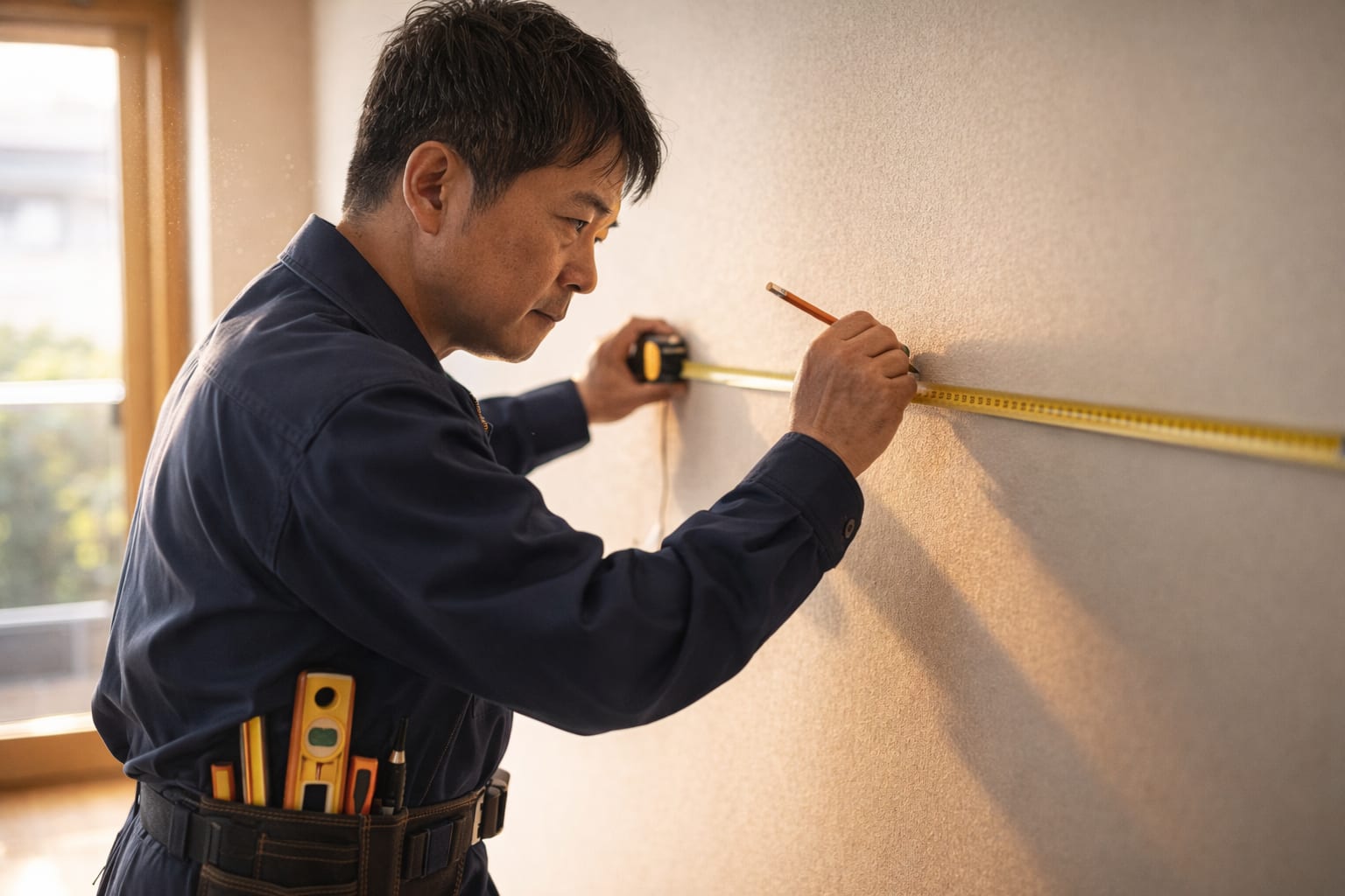 施工中の職人を横から撮影