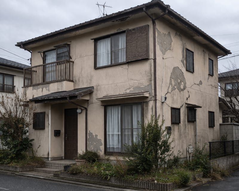 ひび割れた外壁