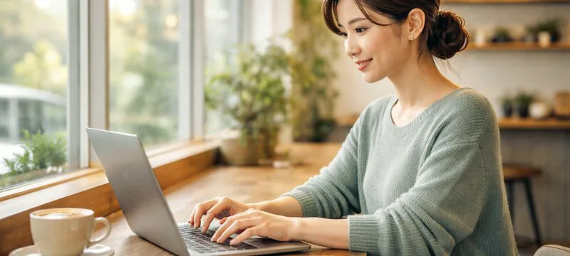 デザインの仕事をする女性の作業風景