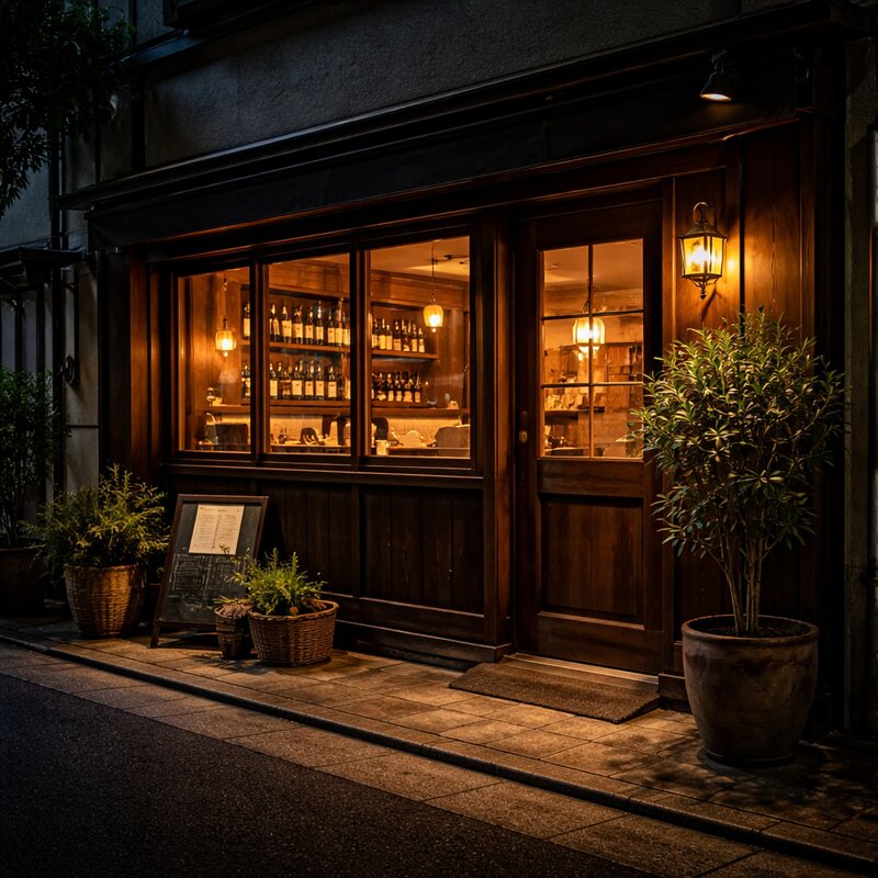 店舗外観 夜景