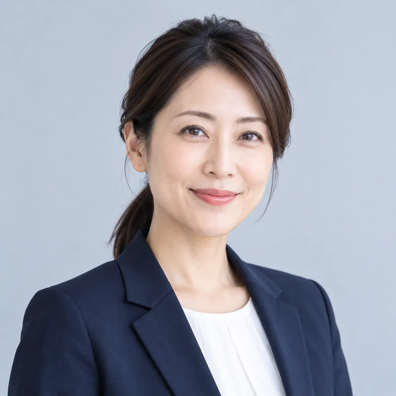 紺のジャケットを着た沖田 理沙の肖像