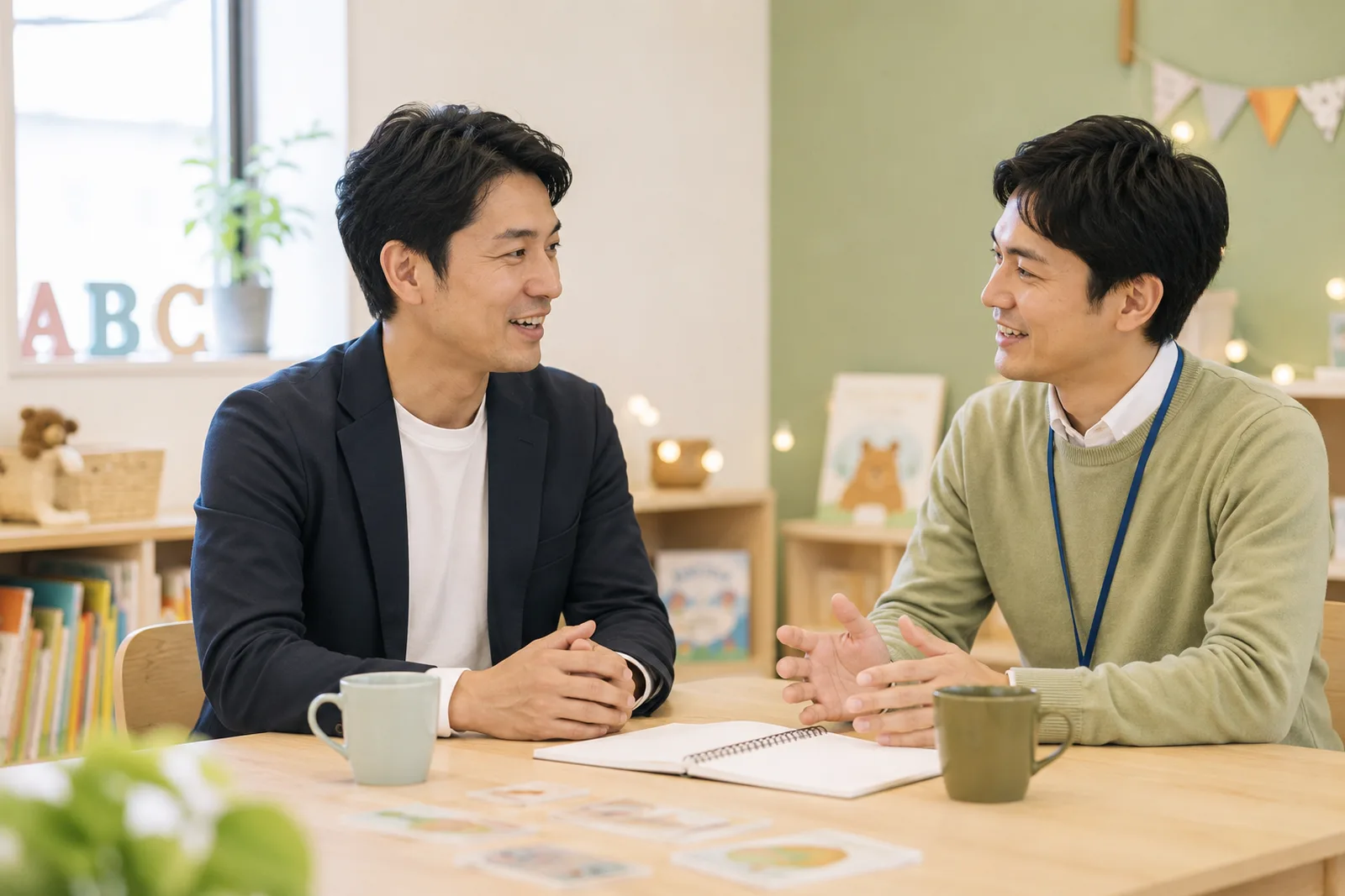 講師と実践的な会話練習をするファザーズクラス