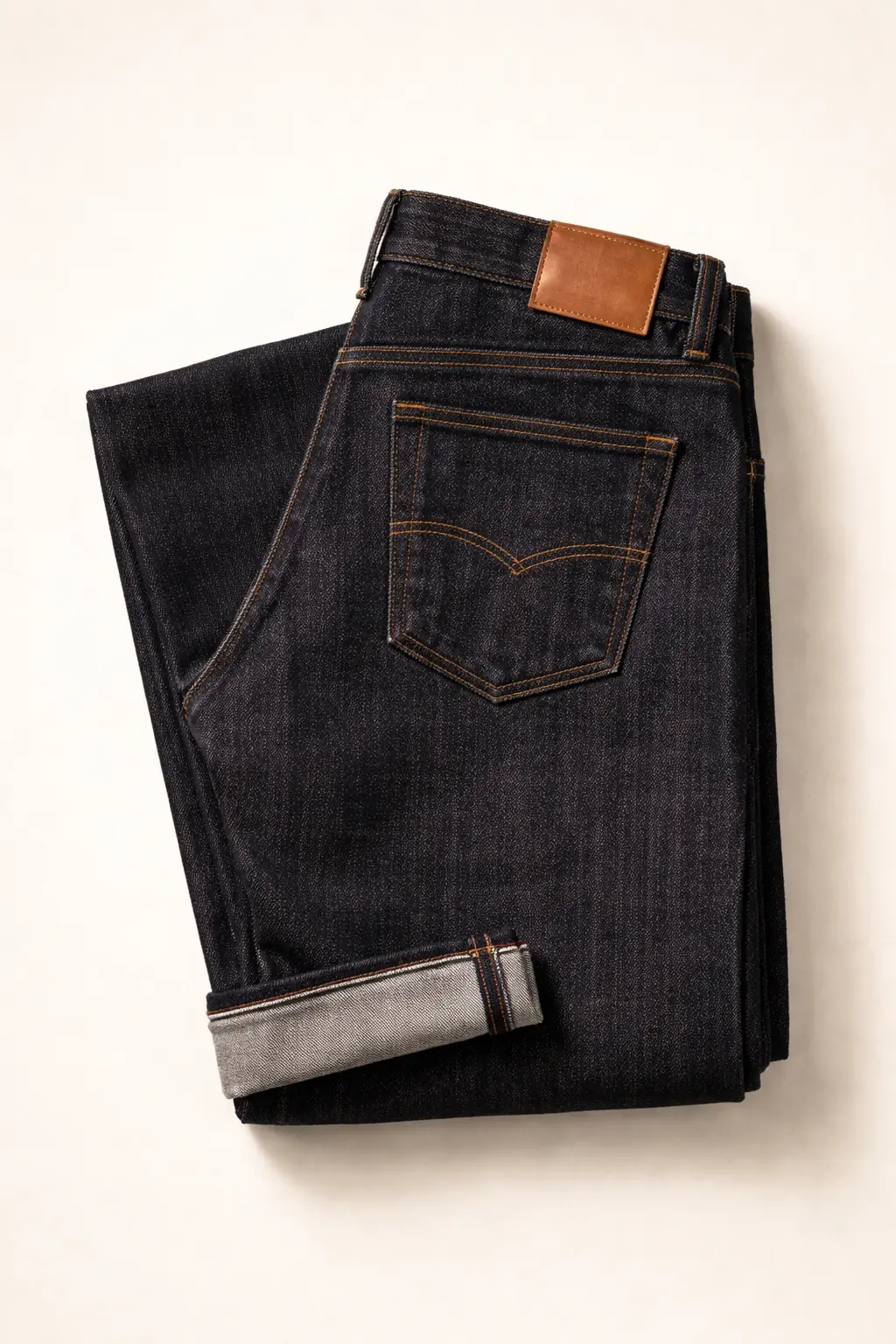 14oz Japanese selvedge denim jeans — straight fit, raw indigo, chain-stitch hem