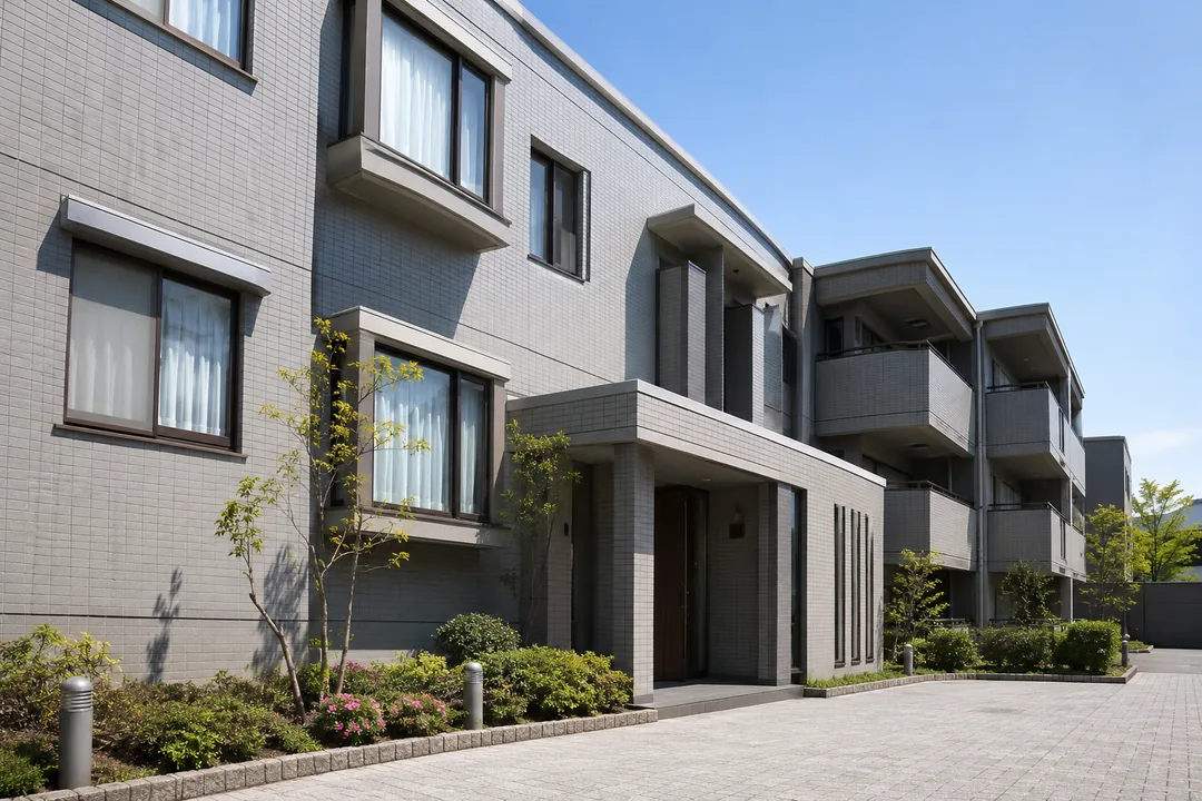 洗浄後のきれいなマンション外壁